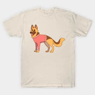 German shepherd wearing a red sweater T-Shirt